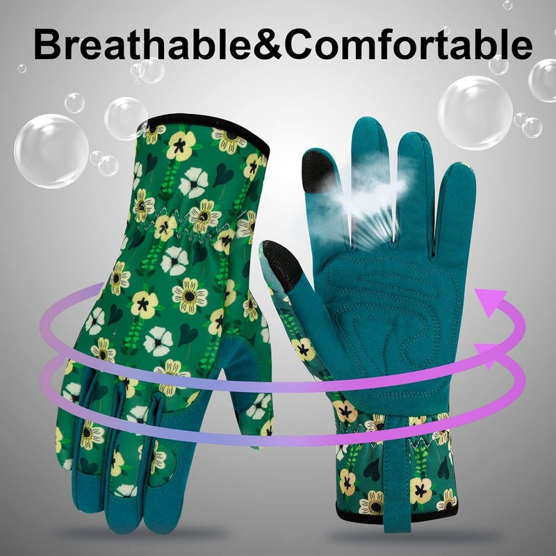 MERTURN Store Leather Gardening Gloves for Women Thorn Proof Garden Gloves Touch Screen Working Gloves Gifts,M - Image 4